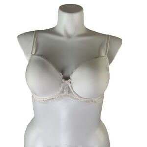 Victoria's Secret Bra 34DD Dream Angels Lined Demi White Lace Cross Strap Option